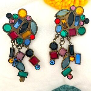 Sorrelli in gold and glass cluster clip-on vintage earrings